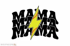 Retro Mom Lightning Bold Football Mama SVG T-shirt Design Product Image 1