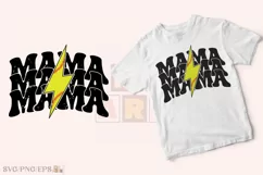 Retro Mom Lightning Bold Football Mama SVG T-shirt Design Product Image 2