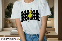 Retro Mom Lightning Bold Football Mama SVG T-shirt Design Product Image 3