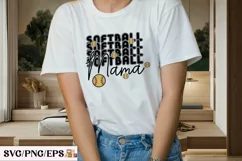 Retro Varsity Mom PNG, Softball Mama SVG T-shirt Design Product Image 3