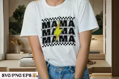 Retro Mom Lightning Bold Football Mama SVG T-shirt Design Product Image 3