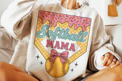 Softball Ice Cream Drip PNG, Softball Mama PNG, Game Day PNG Product Image 1