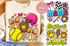 Softball Mama PNG, Retro Softball Mom Sublimation Product Image 1