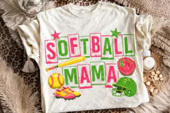 Retro Softball Mama PNG, Softball Game Day Sublimation Product Image 1