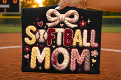 softball mom png, faux yarn embroidery, softball shirt design, sports sublimation, game day mom, softball family png, embroidered look png, softball supporter, softball gift png, softball t shirt design