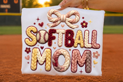 softball mom png, faux yarn embroidery, softball shirt design, sports sublimation, game day mom, softball family png, embroidered look png, softball supporter, softball gift png, softball t shirt design