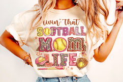 Living That Softball Mom Life PNG, Softball Game Day PNG Product Image 3