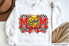 Softball Mom Vintage Grunge PNG,Softball Mom Bow Sublimation Product Image 2