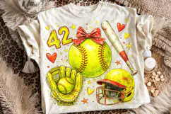 Softball PNG, Coquettee Bow Softball PNG, Softball Mom PNG Product Image 1