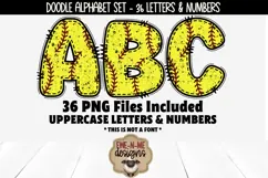 Grunge Softball Doodle Alphabet & Numbers | PNG Files Product Image 5