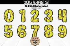 Grunge Softball Doodle Alphabet & Numbers | PNG Files Product Image 3