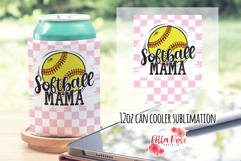 Softball Mama | Sports | Can Koozie Sublimation Design Product Image 1