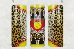 Softball Mom, Leopard 20 oz Skinny Tumbler Sublimation PNG Product Image 1