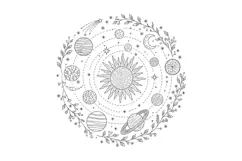 Solar System Embroidery Pattern PDF, Celestial Space Hoop Product Image 2