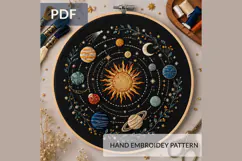 Solar System Embroidery Pattern PDF, Celestial Space Hoop Product Image 1