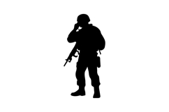 Soldier Using Radio Silhouette Illustration Design Product Image 1