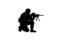 Soldier with Machine Gun Silhouette Illustration Design Product Image 1