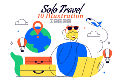 10 Solo Travel Vector Illustration Product Image 1