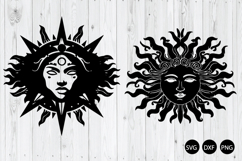 Solstice Sun Goddess SVG, Celestial Face SVG, Boho SVG Product Image 1