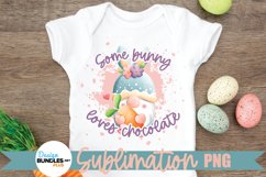 Cute Easter Gnome subliamtion shown on a bodysuit for baby