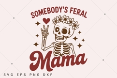 Somebody's Feral Mama SVG, Spooky Halloween SVG, Retro Funny Product Image 1
