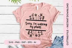 Sorry I'm Watering My Plants Floral Monogram SVG Product Image 1