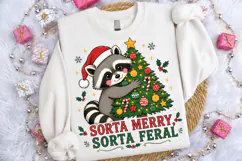 Sorta Merry Sorta Feral Png,Retro Raccoon Christmas Tree Png Product Image 2