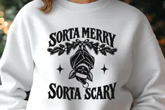 Sorta Merry Sorta Scary SVG | Gothic Christmas Bat Design Product Image 3