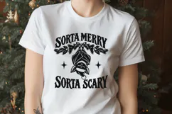Sorta Merry Sorta Scary SVG | Gothic Christmas Bat Design Product Image 2