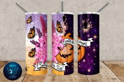 Halloween tumbler wrap sublimation design with quote Sorta Sweet Sorta Spooky, pumpkin, spiderweb, spiders, flowers and butterflies. 20 oz skinny tumbler png file for download. 