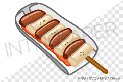 Sausage rice cake sotteok PNG SVG clipart korean food snack Product Image 1