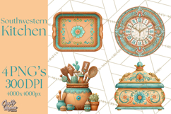 Southwestern Kitchen Clipart, Desert Kitchen Appliances PNG Product Image 1