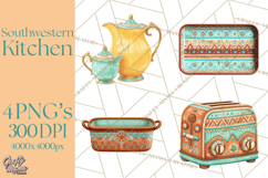 Southwestern Kitchen Clipart, Desert Kitchen Appliances PNG Product Image 1