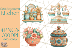 Southwestern Kitchen Clipart, Desert Kitchen Appliances PNG Product Image 1