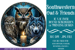 Owl Wind Spinner, Owl Round Design, Southwestern Owl, d13 Product Image 1