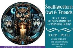 Owl Wind Spinner, Owl Round Design, Southwestern Owl, d4 Product Image 1