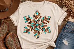 Western Snowflake PNG, Turquoise Cowhide Christmas Product Image 2