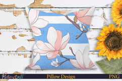 Pillow Design | Floral Stripes | Magnolia Flowers Product Image 1