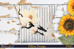 Pillow Design | Floral Stripes | Magnolia Flower Product Image 1
