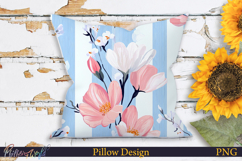 Pillow Design | Floral Stripes | Freesia Flowers Product Image 1