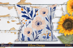 Pillow Design | Floral Stripes | Nemophila Flowers Product Image 1