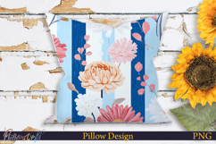Pillow Design | Floral Stripes | Chrysanthemum Flower Product Image 1