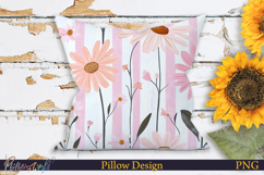 Pillow Design | Floral Stripes | Coneflower Product Image 1