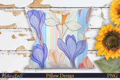 Pillow Design | Floral Stripes | Crocus Flowers Product Image 1
