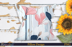 Pillow Design | Floral Stripes | Cyclamen Flowers Product Image 1