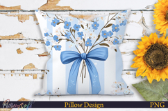 Pillow Design | Floral Stripes | Forget Me Not flowers Product Image 1