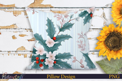 Pillow Design | Floral Stripes | Christmas Flowers Product Image 1