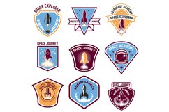 Set of Space labels. Rocket launch, astronaut academy. Product Image 1