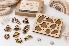 Kids Puzzles Astronaut Space SVG Educational Puzzles Laser Product Image 1