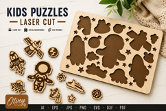 Kids Puzzles Astronaut Space SVG Educational Puzzles Laser Product Image 1